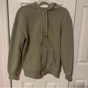Olive Green Zip-Up Hoodie